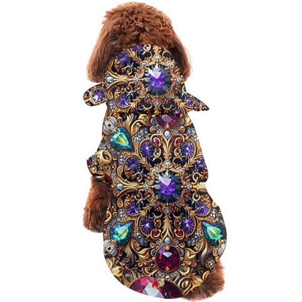 Baroque Jewelry Gemstone Dog Coat, Puppy Jacket, Outfit for Pet, Doggy Outerwear, Canine Peacoat, Bejeweled Royal Regal Luxury Fancy Rococo