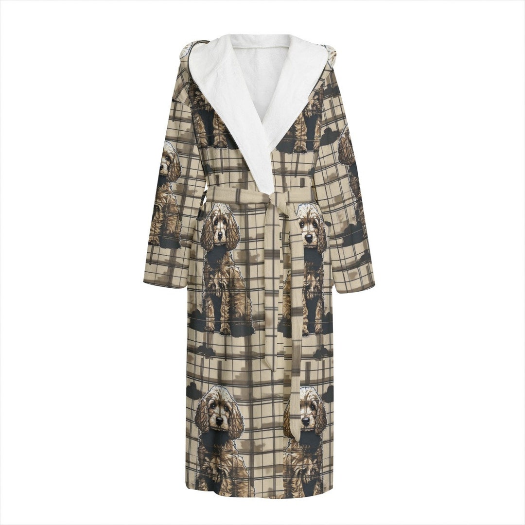 Baroque Dog Plush Robe, Hooded Bathrobe, Unisex Robe, Thick Cuddly