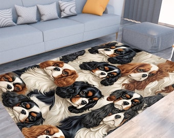 Cavalier King Charles Spaniel Puppies Dog Mat, Cherub Pet Rug, Puppy, Floor Covering, Non-Slip, Gift for Dog, Pet Carpet Felt Floor Mat