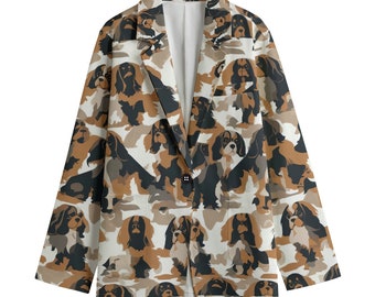 Cavalier King Charles Spaniel Dog Blazer, Women's Cotton Blazer, Pop Art Suit Jacket, Sport Coat, Plus Sizes, Designer Luxury, Event Jacket