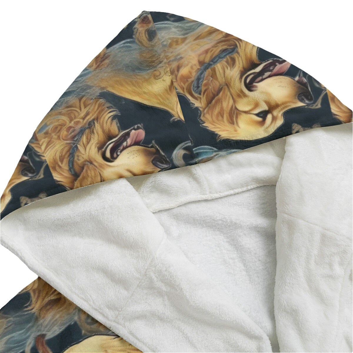 Baroque Golden Retriever Dog Plush Robe, Hooded Bathrobe, Unisex Robe ...