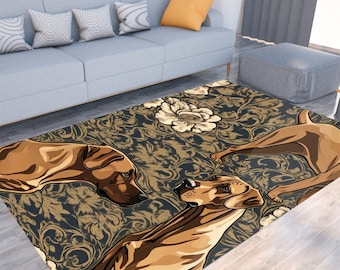 Rhodesian Ridgeback Floral Dog Mat, Pet Rug, Felt Floor Covering, Non-Slip Mat, Bohemian, Gift for Dog, Pet Carpet, Custom, Gift for pet,
