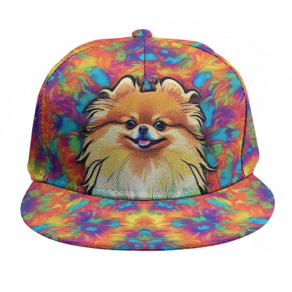 Psychedelic Pomeranian Baseball Hat, Custom Dog Breed Cap Trucker