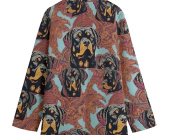 Rottweiler Paisley Dog Blazer, Women's Cotton Blazer, Suit Jacket, Sport Coat, Plus Sizes, Designer Luxury, Event Jacket, Runway Couture