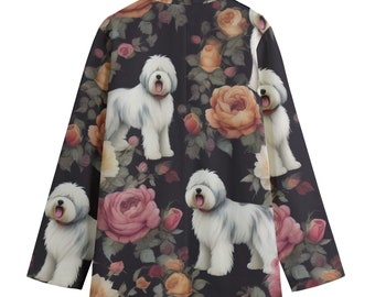 Viktorianischer Schäferhund-Blazer, Damen-Baumwoll-Blazer, Anzugjacke, Sportmantel, Plus-Größen, Designer-Luxus, Event-Jacke, floraler Kolonialstil