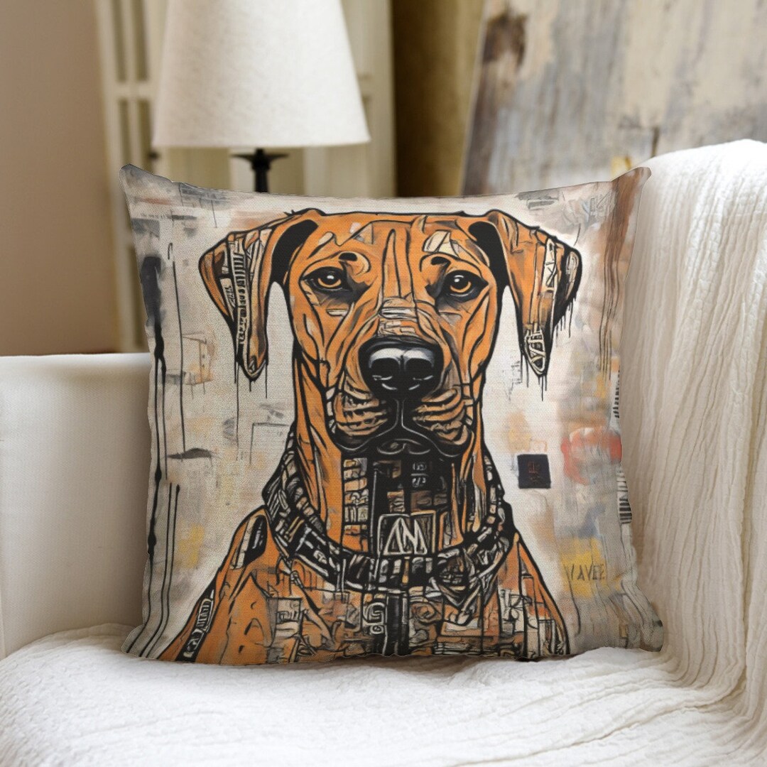 Crude Art Rhodesian Ridgeback Dog Pillow, Gift for Dog Lover, Home ...