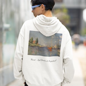 Monet Red Boats at Argenteuil Classical Art Hoodie Vintage Art Hoodie Aesthetic Hoodie Dark Academia Hoodie Famous artist sweatshirt