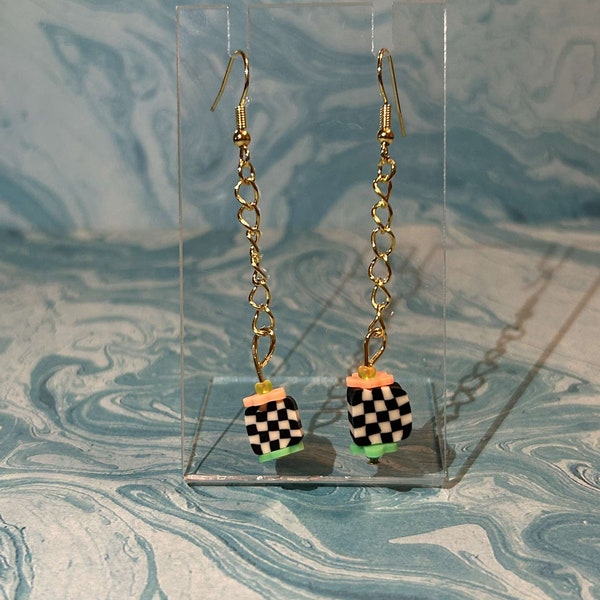 Checkered Dangle Earrings