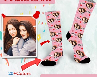 Custom Socks for Best Friend, Gift For Sisters, Best Friend Forever on Socks, Custom Face Socks , Friends BFF,#1BFF,Custom Socks for friend