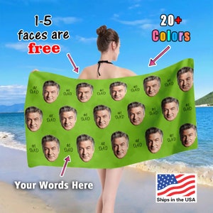 Custom Father&#39;s Day Beach Towel, Personalized Towel with Father, Customized face towel, Gift for dad,Father&#39;s day gift, Valentine&#39;s Day