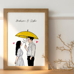 Custom Portrait Drawing Minimalist Drawing from Photo Personalized gift Couple gift Printable Personalized Portrait zdjęcie 1