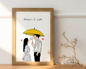 Custom Portrait Drawing Minimalist Drawing from Photo Personalized gift Couple gift Printable Personalized Portrait