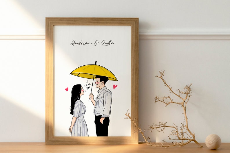 Custom Portrait Drawing Minimalist Drawing from Photo Personalized gift Couple gift Printable Personalized Portrait zdjęcie 1