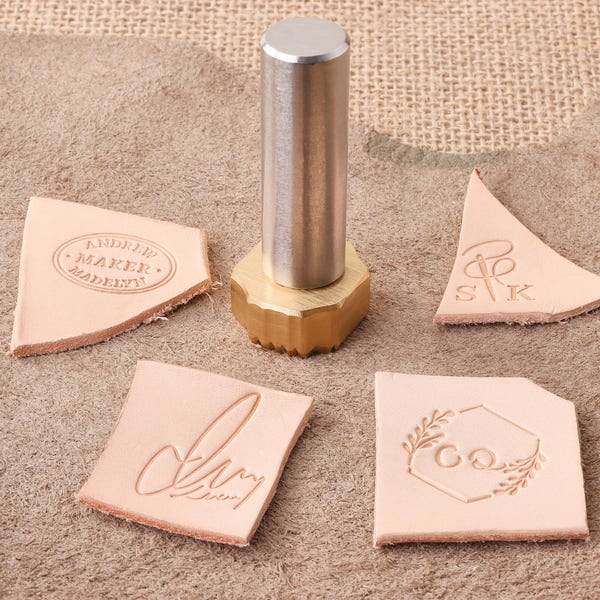 Custom Logo Hammering Brand Iron Stamp, Cold Press Handle Leather Stamp, Custom Leather Branding Iron, Leather Crafting Essentials