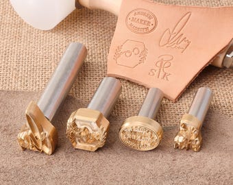 Custom Leather Brass Stamp for Hammer Press, Gift for Leather Craftsman, Personalized Embossing Tool, Gift for Husband, Personalized Gifts