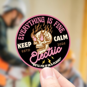 2pcs Everything is Fine Electric, Electrician Sticker, hardhat sticker, Apprentice Electrician, Journeyman Electrician, Union Electrician