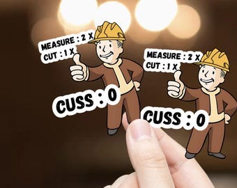 Funny Construction Worker Sticker 2-Pack, Hard Hat Stickers