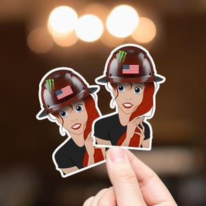 2pcs Construction Hardhat Stickers, Blue Collar Stickers, Female in Construction