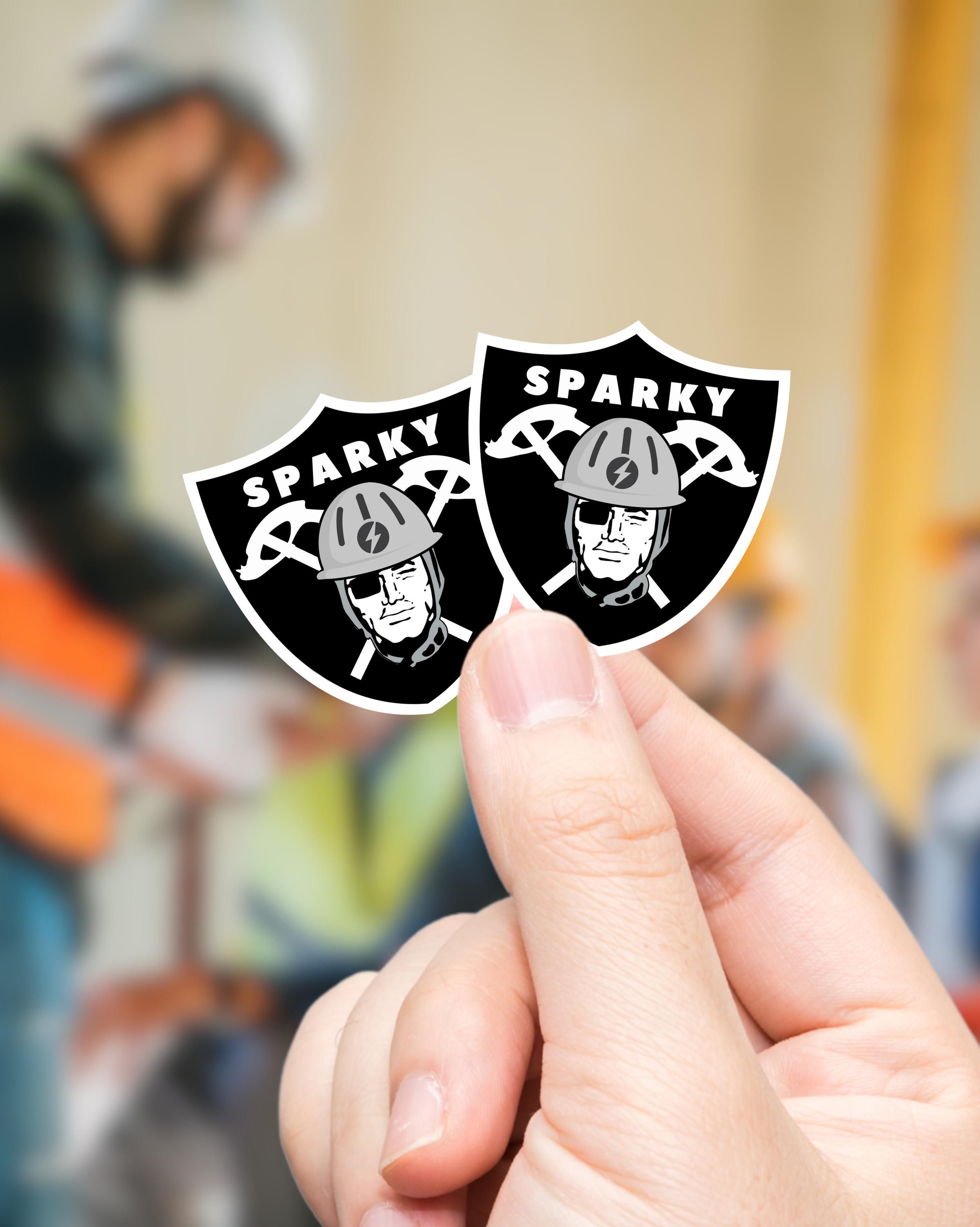 DANGER BEWARE OF THE SPARKY Skull Hard Hat Sticker - Helmet Decal