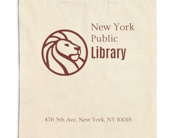 Canvas Tote Bag for Reader New York Public Library Cotton Canvas Tote Bag Book Reader Gift Library Tote Bag New York Library Tote bag