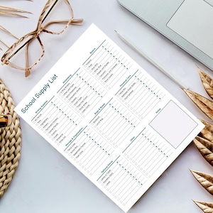 School Supply List | Back to School shopping list | Printable, customizable checklists | School supplies checklist