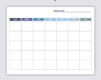 Printable Blank Monthly Calendar: Fillable Planner Template (Digital)