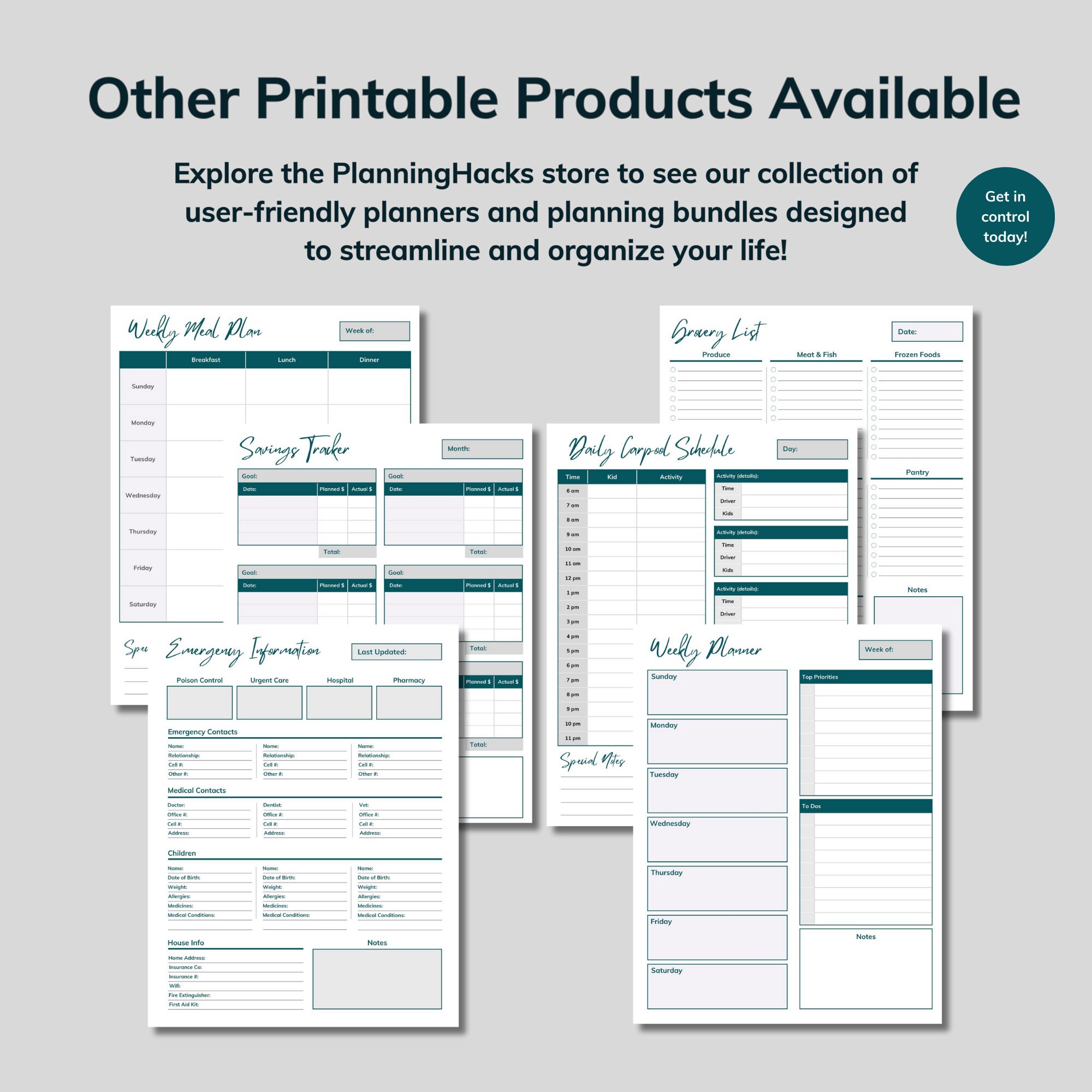 Weekly Planner Printable: Family Schedule Organizer (digital Download ...