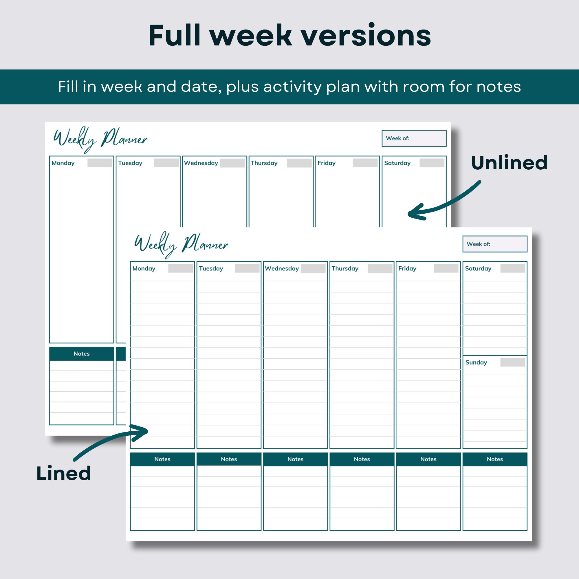 Weekly Planner Printable: Family Schedule Organizer (digital Download ...