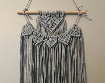 Handmade gray macrame wall hanging