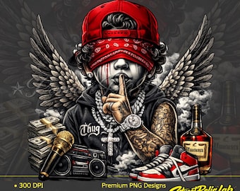 Streetwear PNG Design, Hip Hop Drip Graphic, Urban Money Art (Instant Download)