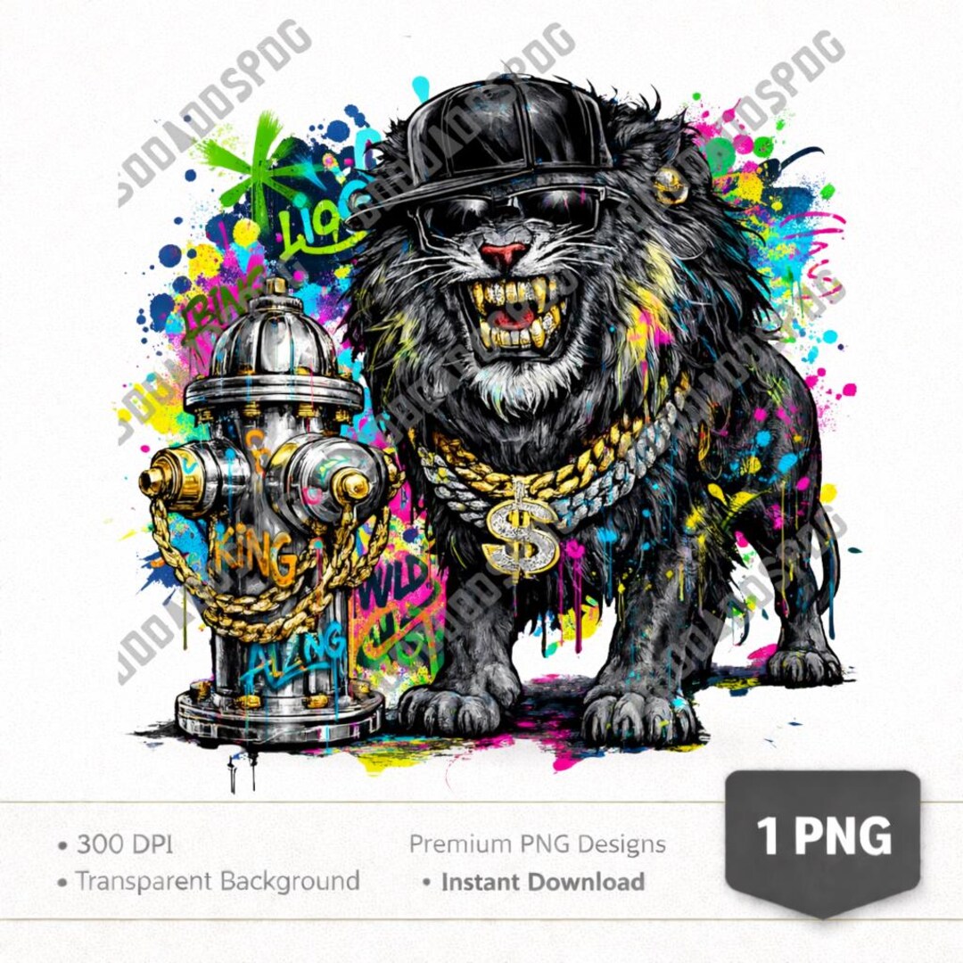 Graffiti Hip Hop Lion PNG, Urban Street Art, Gangster T-shirt Design ...