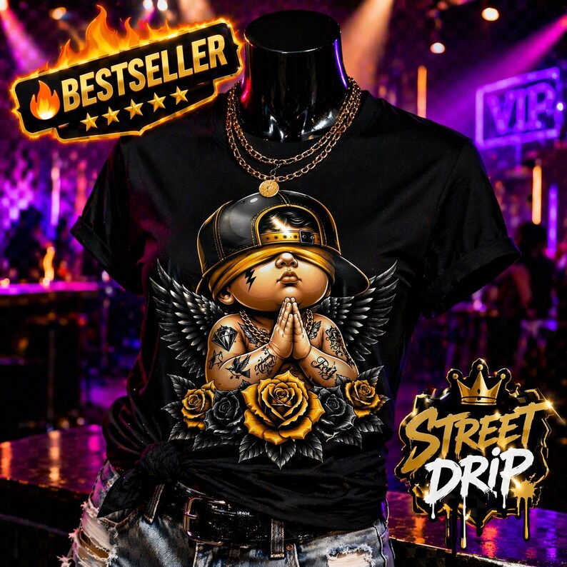 Streetwear Cherub PNG, Praying Angel, Gothic Roses, Edgy Urban Art ...