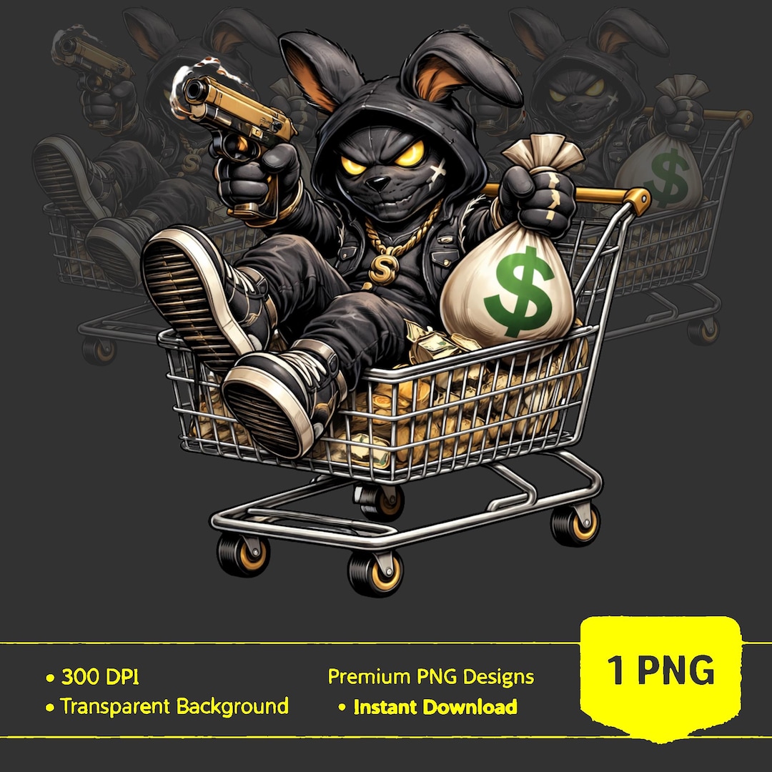Gangster Bunny PNG Thug Rabbit With Gun and Money Bag Street Bunny ...