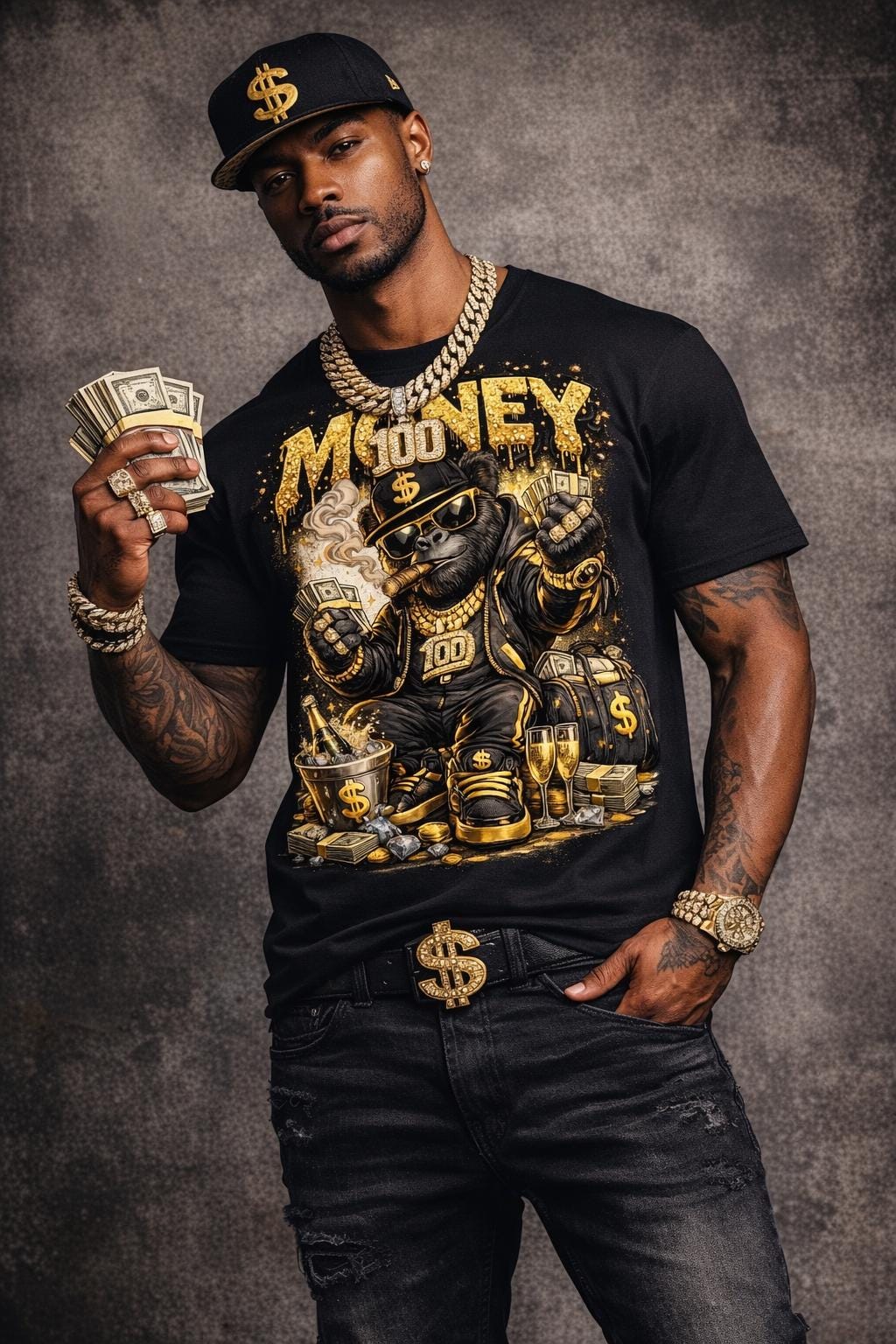 Money Drip Streetwear PNG, Hip Hop Cash Graphic, Gold Chain Design ...