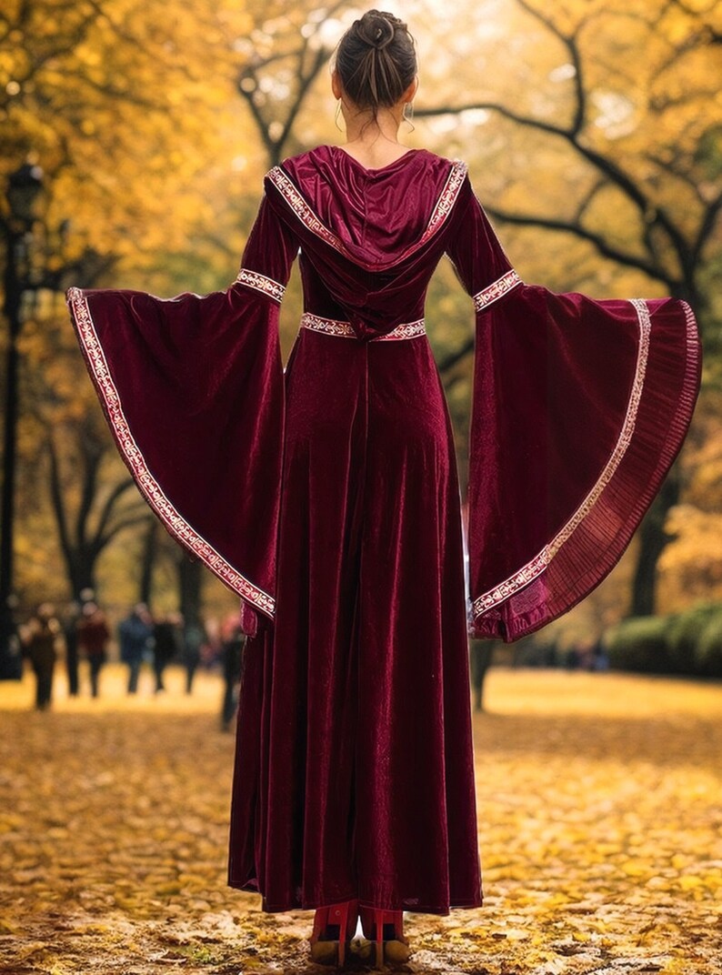 Renaissance Kleid, Burgunder Kleid, Mittelalter Kleid, Regency Kleid, Viktorianisches Kleid, Prärie Kleid, Renaissance Kleid, Cottagecore Kleid Bild 4