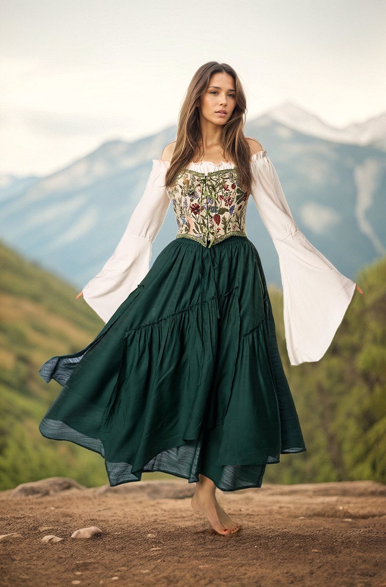 Ren faire costume, medieval costume,renaissance dress,prairie dress,Ren Faire Dress,cottagecore dress,milkmaid dress, Renaissance corset Bild 3