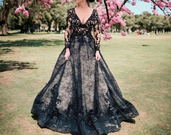 Dark Fairy Prom dress, gothic wedding, Ball gown, gothic prom dress,prom dress fairy, black wedding dress, corset ball gown