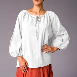 Cotton Renaissance Blouse, Medieval Blouse, Viking Shirt, Vampire Shirt, Victorian Bluse, Pirate shirt, Edwardian Blouse image 7