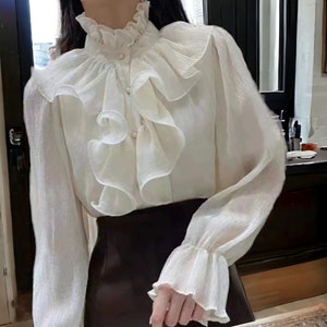 Viktorianische Bluse, Renaissance Bluse, Mittelalter Bluse, Cottagecore Top, Cottage Core Bluse, Viktorianische Bluse, Edwardianische Bluse Bild 3