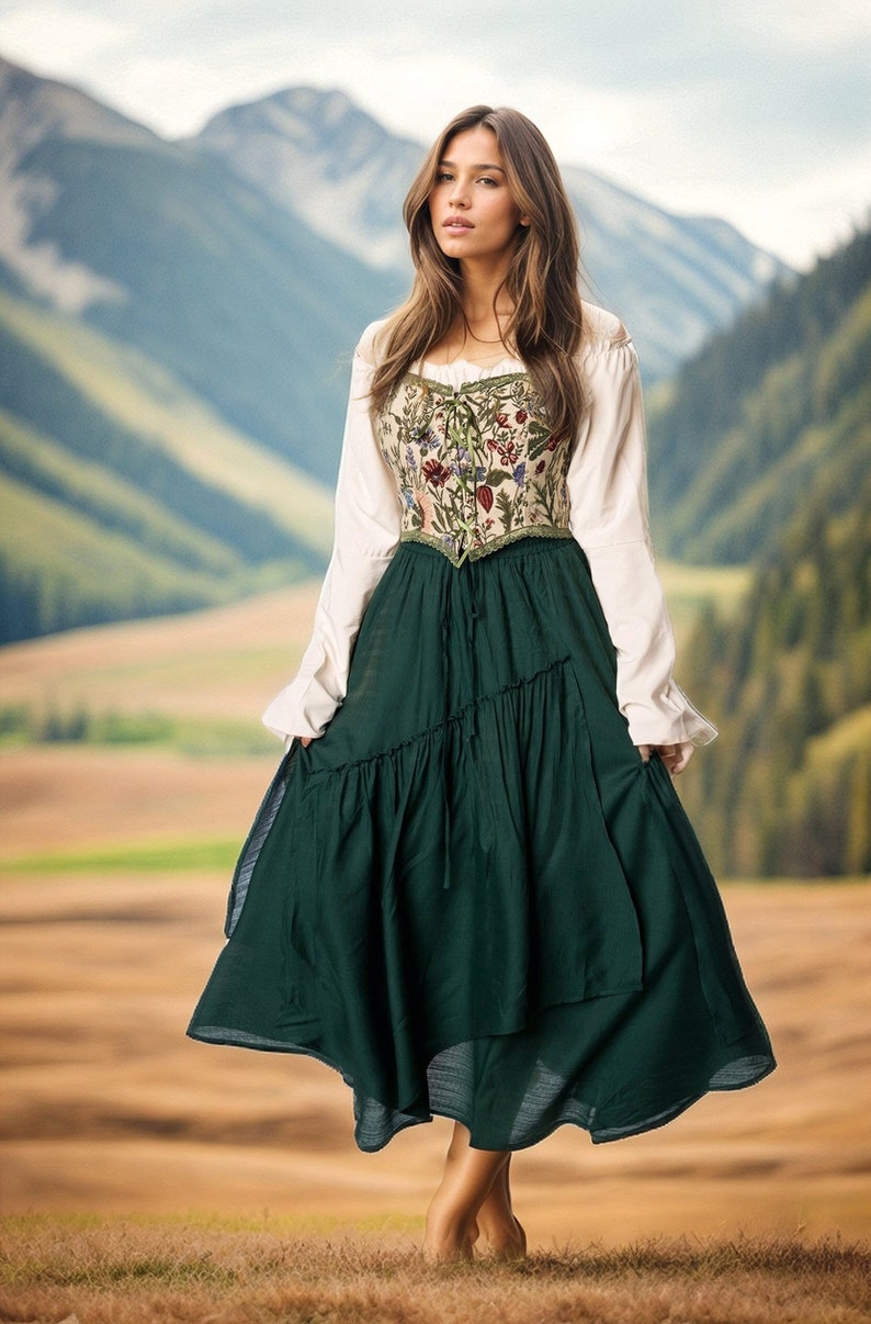 Ren faire costume, medieval costume,renaissance dress,prairie dress,Ren Faire Dress,cottagecore dress,milkmaid dress, Renaissance corset Bild 1
