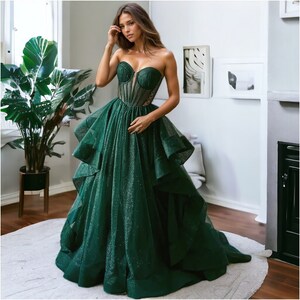 Tulle Fairy Prom dress, Green prom dress, fairycore dress, corset wedding dress, elven dress, prom dress ball gown, fairy ball gown