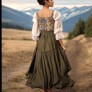 Renaissance-Kostüm, Outfit, Mittelalterkostüm, Renaissancekleid, Präriekleid, Ren-Faire-Kleid, Milchmädchenkleid, Renaissance-Korsett Bild 2