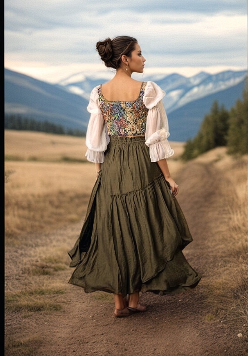 Renaissance-Kostüm, Outfit, Mittelalterkostüm, Renaissancekleid, Präriekleid, Ren-Faire-Kleid, Milchmädchenkleid, Renaissance-Korsett Bild 2