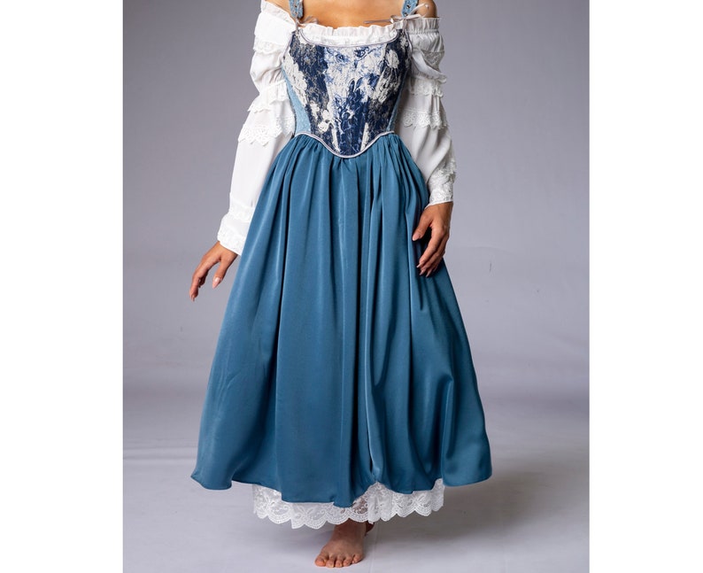 Pull-up middeleeuwse maxi rok, renaissance rok, Edwardiaanse rok, cottagecore rok, flairy rok, steampunk rok, Victoriaanse rok, afbeelding 7