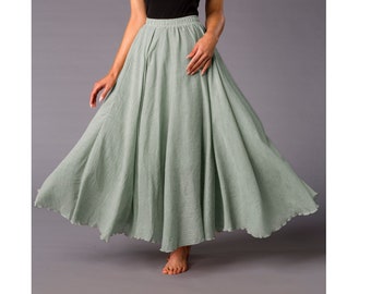 Falda Maxi de lino, falda renacentista, falda larga, falda eduardiana, falda cottagecore, falda llamativa, falda ancha, falda romántica