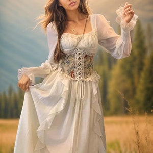 Milkmaid dress,Fairy dress,Corset dress, Cottagecore dress, Prairie dress, Renaissance dress, Fairy dress, Wedding Guest Dress, French dress Bild 3