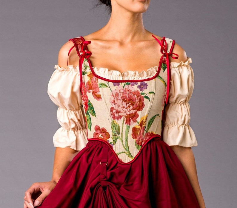 Renaissance dress, Ren faire costume, medieval costume,prairie dress,Ren Faire Dress,cottagecore dress,milkmaid dress, Renaissance corset image 3