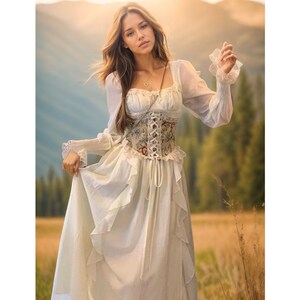 Robe de laitière, robe de fée, robe corset, robe Cottagecore, robe Prairie, robe Renaissance, robe de fée, robe dinvité de mariage, robe Français image 1