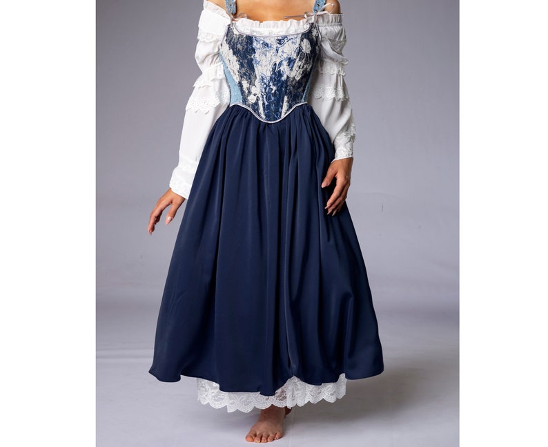 Pull-up middeleeuwse maxi rok, renaissance rok, Edwardiaanse rok, cottagecore rok, flairy rok, steampunk rok, Victoriaanse rok, afbeelding 8