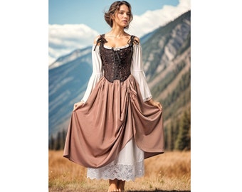 Renaissance dress, Ren faire costume, medieval costume,prairie dress,Ren Faire Dress,cottagecore dress,milkmaid dress, Renaissance corset